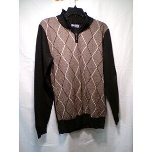 Studio Men's S Argyle 1/4 Zip Mock Neck Pullover Sweater Multicolor
